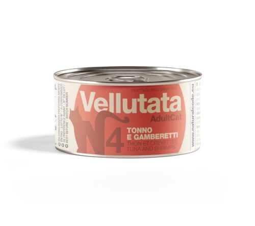 NATURAL CODE TONNO E GAMBERETTI V4 Vellutate Lattina gatto 85g